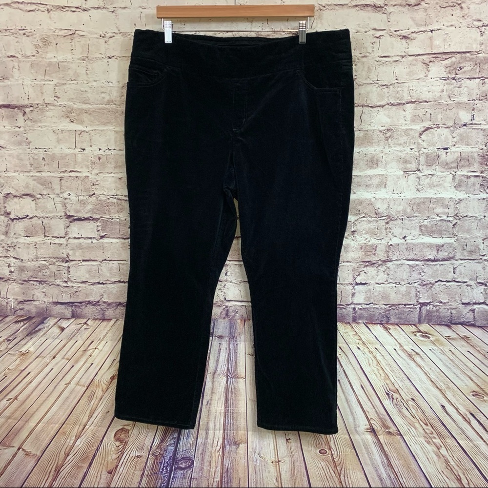 Denim & Company Black Pull On Straight Leg Corduroy Pants